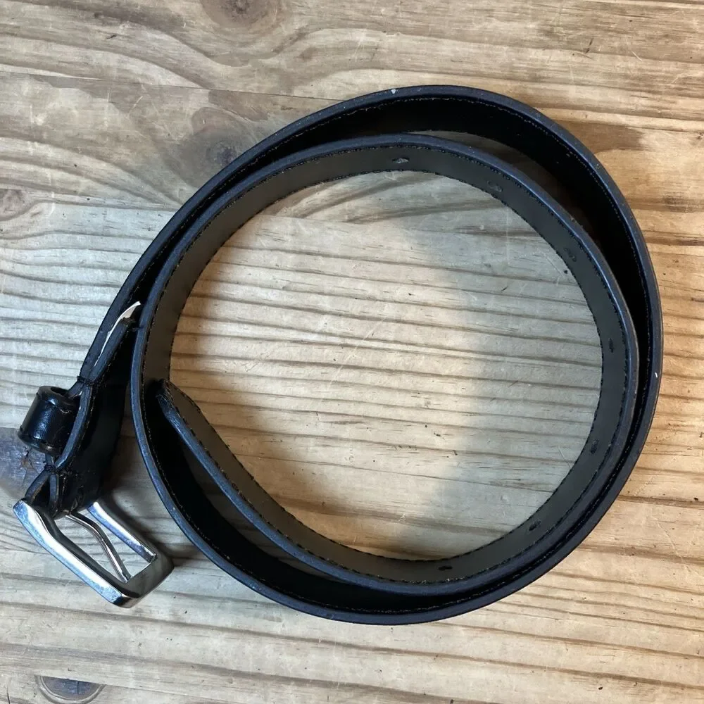 Unbranded Partial Leather Belt Black Kids Size XS/S 4-7 Length 29” Silver Buckle